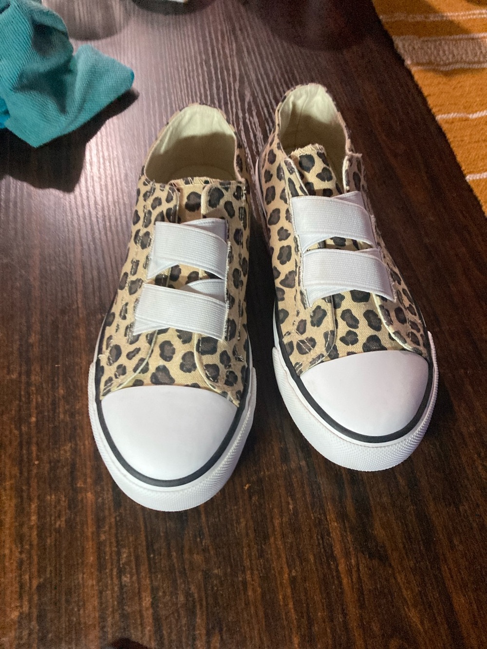 L&B Kids Leopard-Print Slip-On Sneakers in Beige and Black